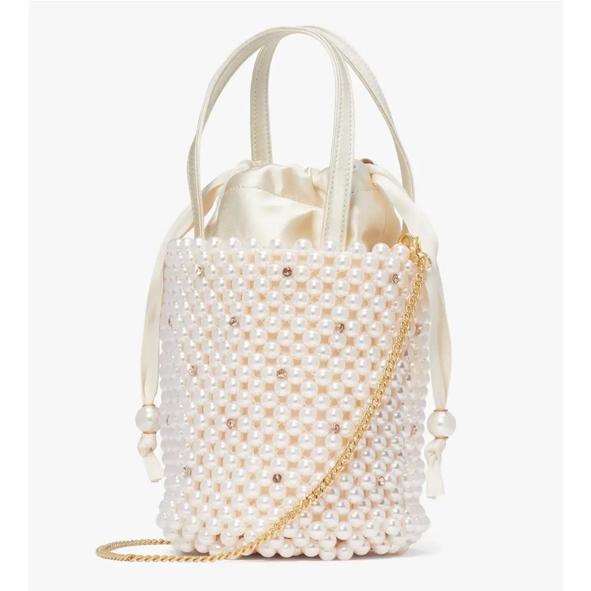 Kate Spade Purl Pearl Embellished Small Bucket Bag Iridescent Multi