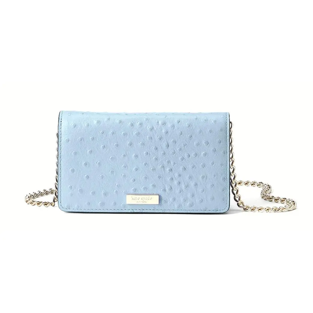 Kate Spade Alexander Avenue Isabeli Ostrich Blue Leather Purse Crossbody Bag