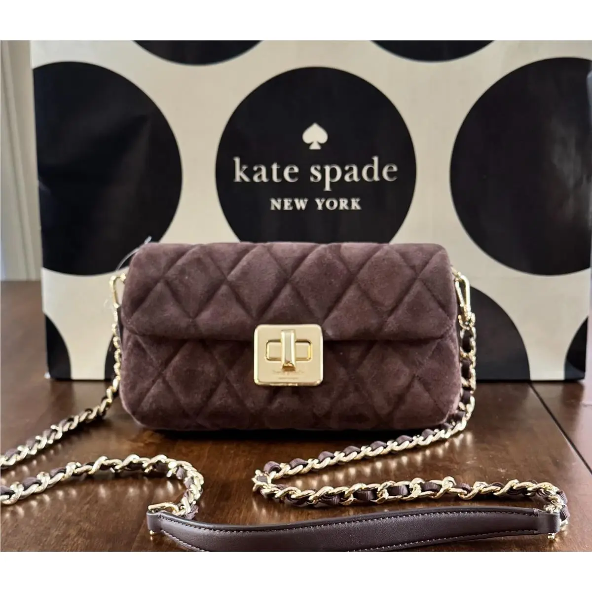 Kate Spade Carey Suede Quilted Mini Crossbody - Hot Fudge - in Stores