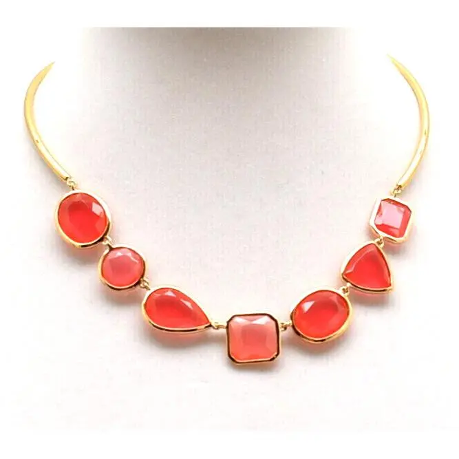 Kate Spade New York Vegas Jewels Collar Necklace Goldtone Cabaret Pink New