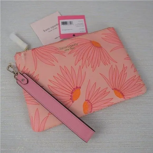 Kate Spade Women`s Wristlet Spencer Falling Flower Pouch Clutch Pink Floral