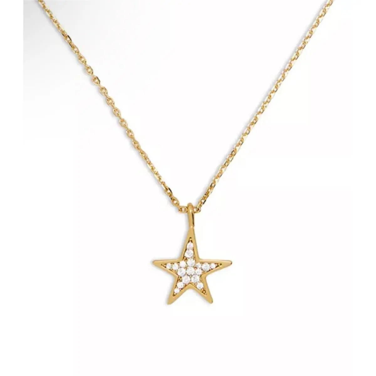 Kate Spade Gold Tone Crystal Star Pendant Necklace Chic Fashion Trendy Style