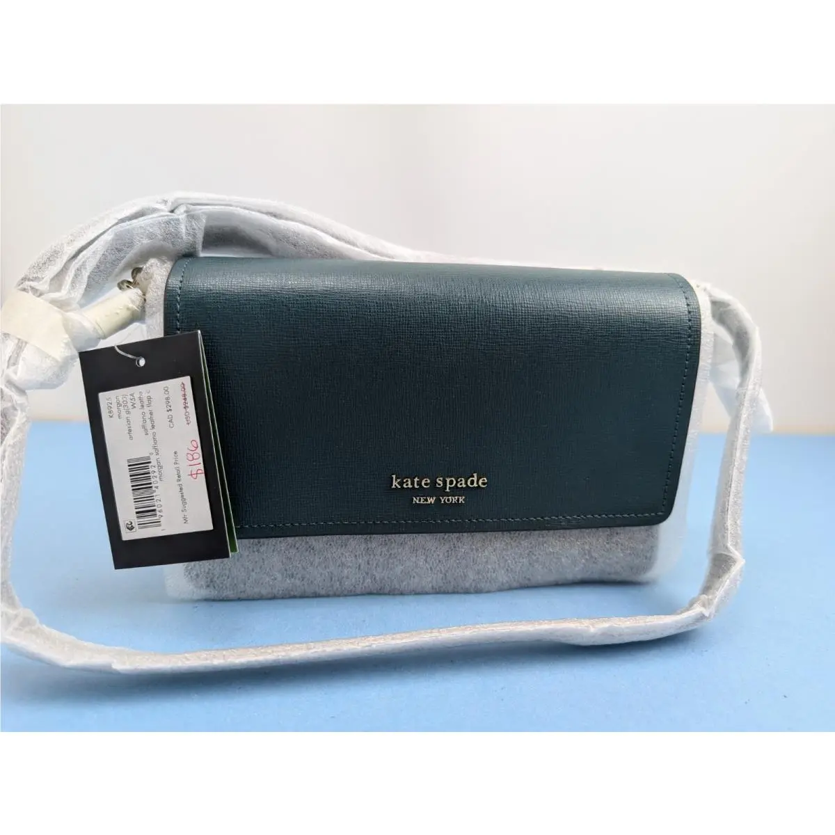 Kate Spade New York Morgan Saffiano Leather Blue Green Gray Crossbody Bag