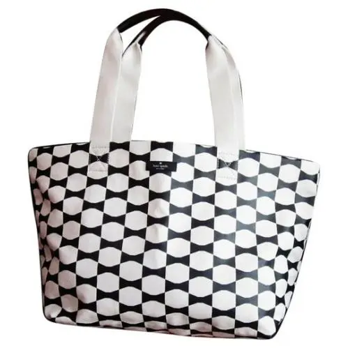 Kate Spade X2003 Black White Bow Tie Cotton Canvas Tote Bag