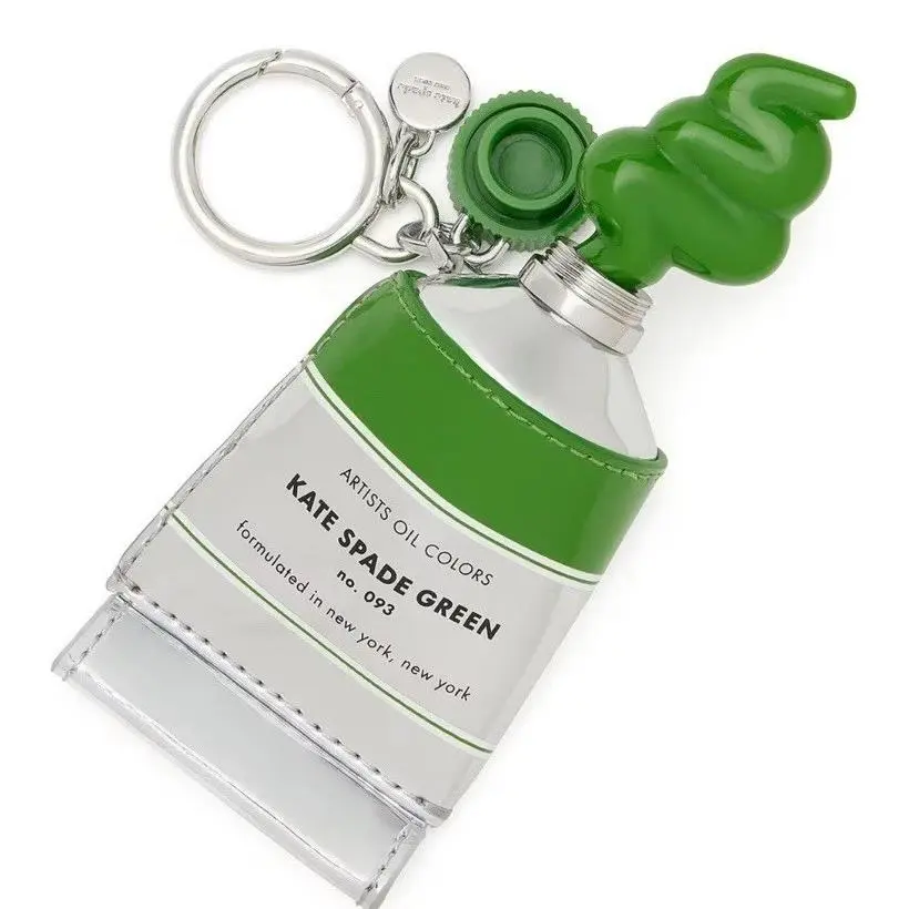 Kate Spade Squeeze Shiny Metallic Paint Tube Key Fob Charm Green