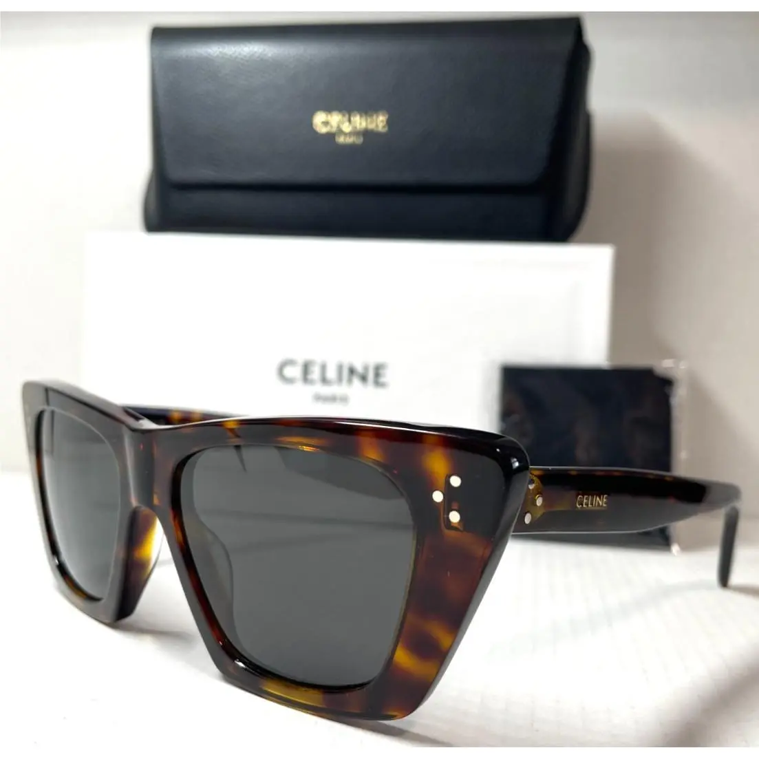 Celine Bold 3 Dots CL40187U 52A Havana/smoke Grey Lens Authentc Sunglasses 51-16