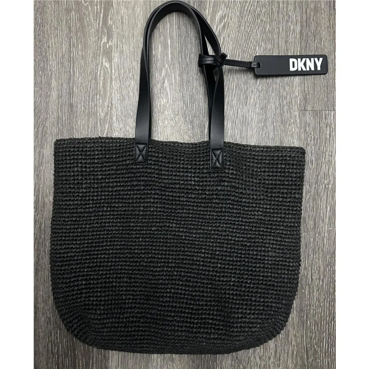 Dkny Tote Bag Womens One Size Black Woven Shoulder Shopper Purse Handbag
