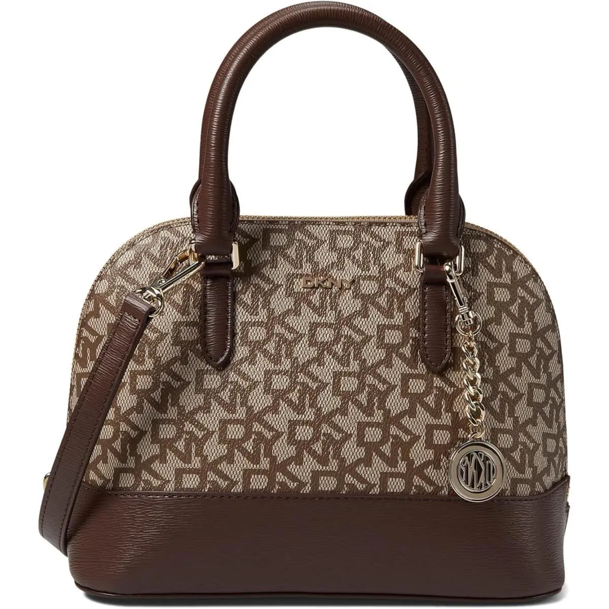 Dkny Bryant-dome Saffiano Leather Small Satchel Legacy Crossbody Bag Coffee Rare