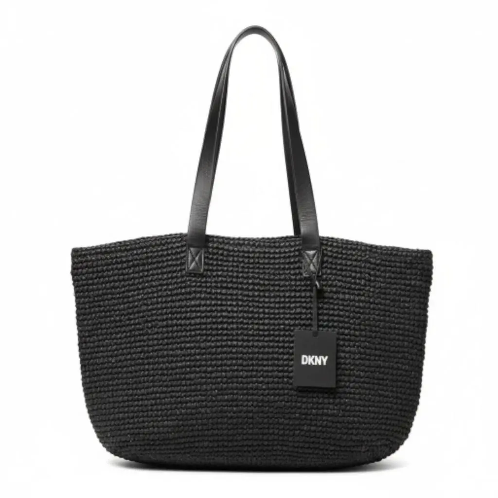 Dkny Cali Tote Lined Black Weave Handbag Purse R41ADD74 Spacious Large by DKNY