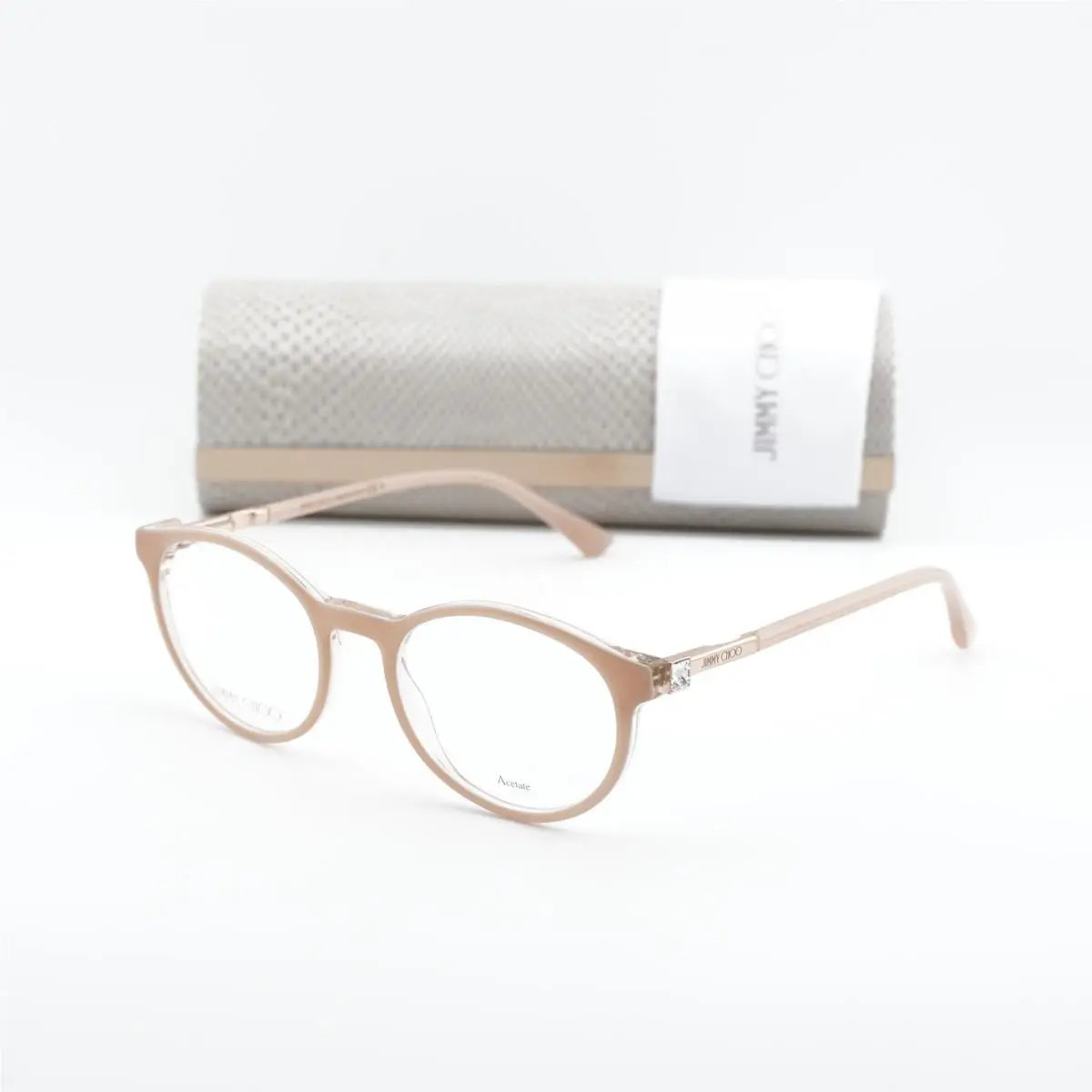 JC272 08XO 00 Pink on Crystal 49mm Eyeglasses by Jimmy Choo