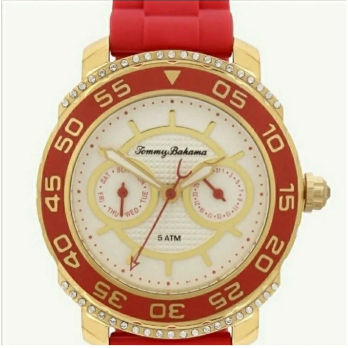 Tommy Bahama TB00025-07 White Dial Coral Silicone Strap Women`s Watch