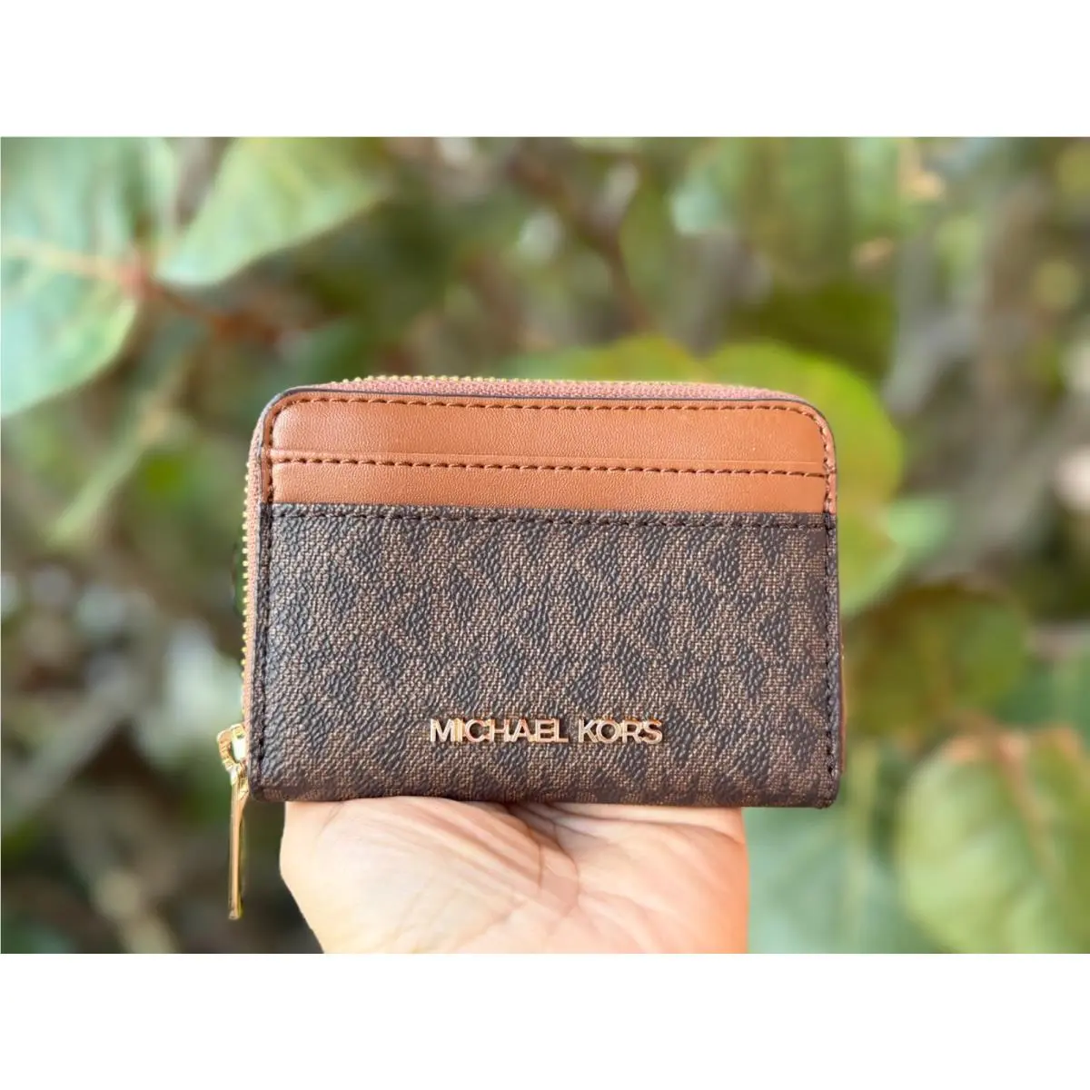 Jet Set Travel Zip Around Card Case Wallet MK BROWN by Michael Kors