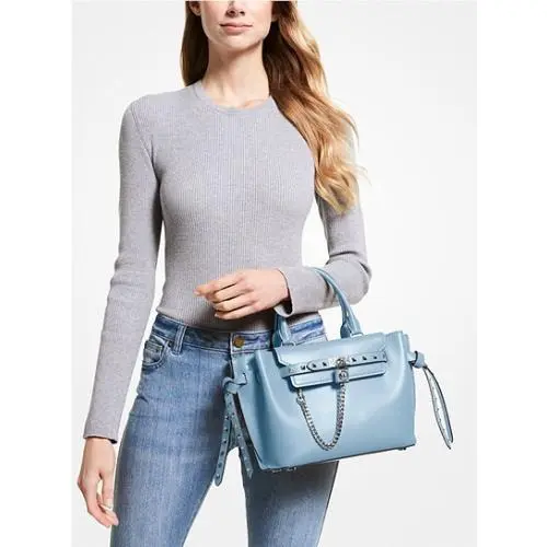 Michael Kors Satchel Hamilton Legacy Small Studded Leather Belted Purse