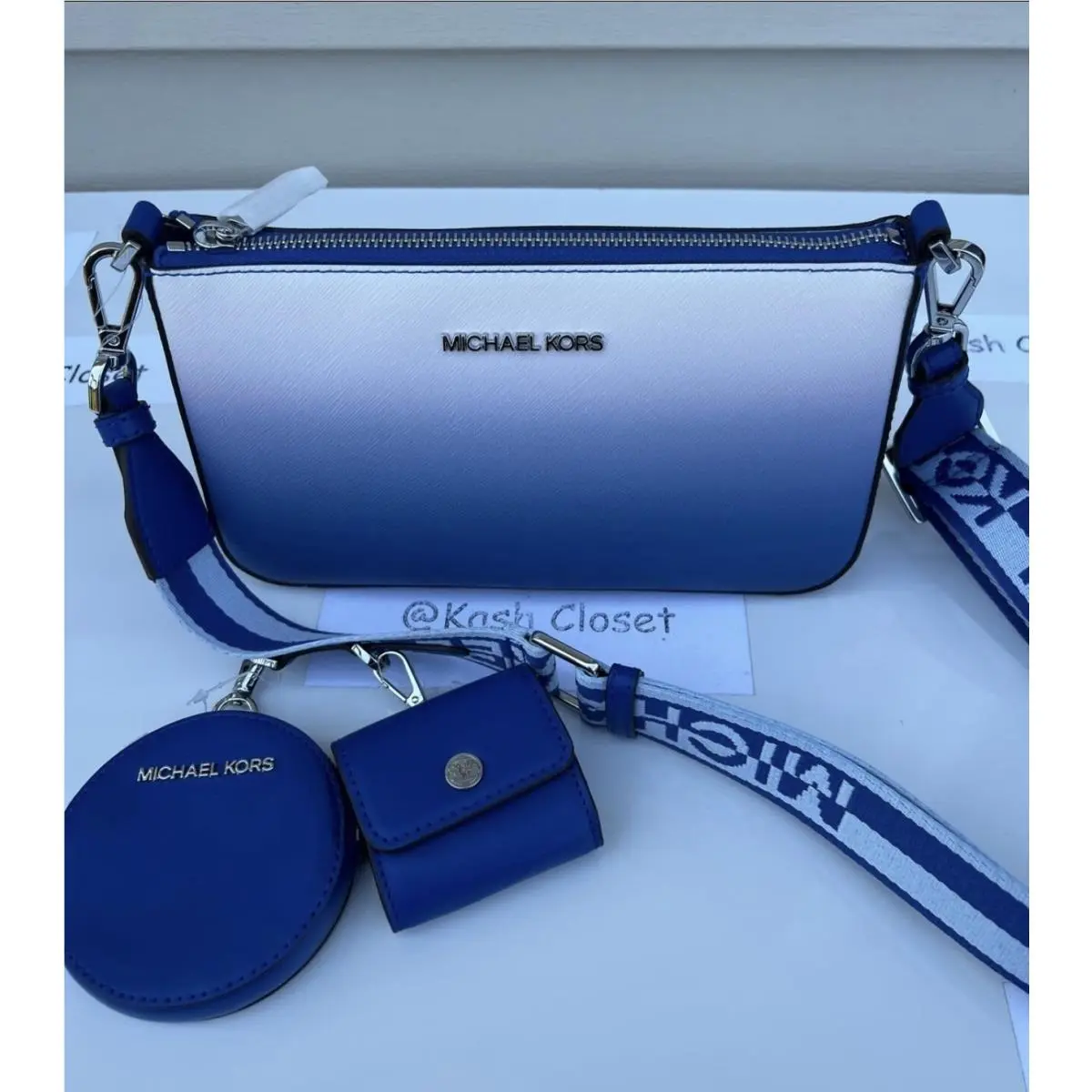 Crossbody Tech Attach with Adjustable Strap Coin Pouch Ipod Case Electric blue Multi by Michael Kors