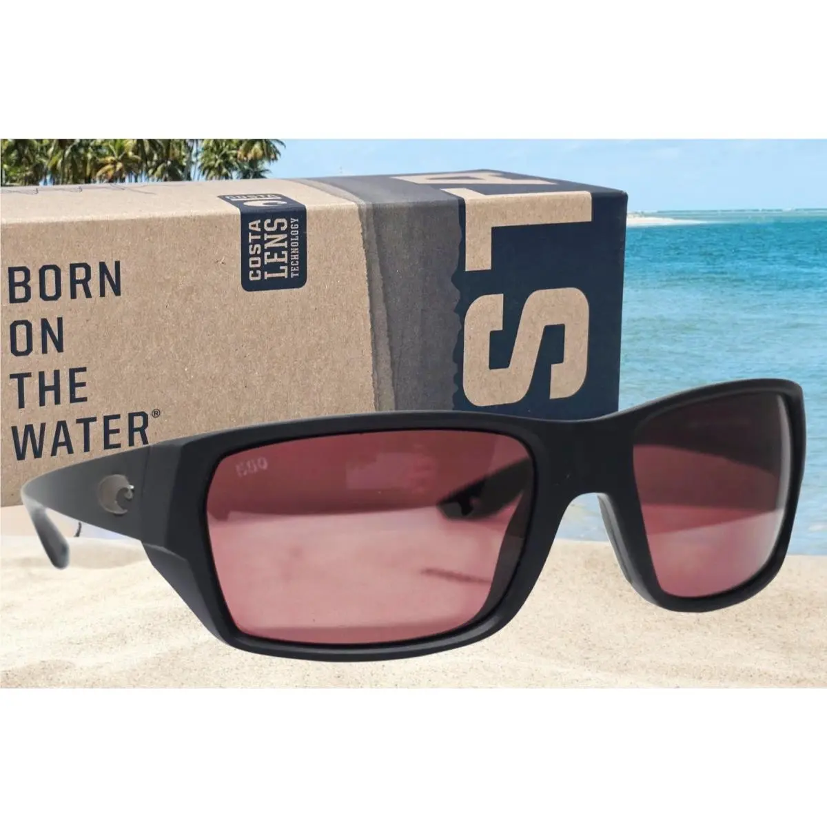 Costa Del Mar Matte Black/rose Tailfin Polarized 580G Sunglasses S