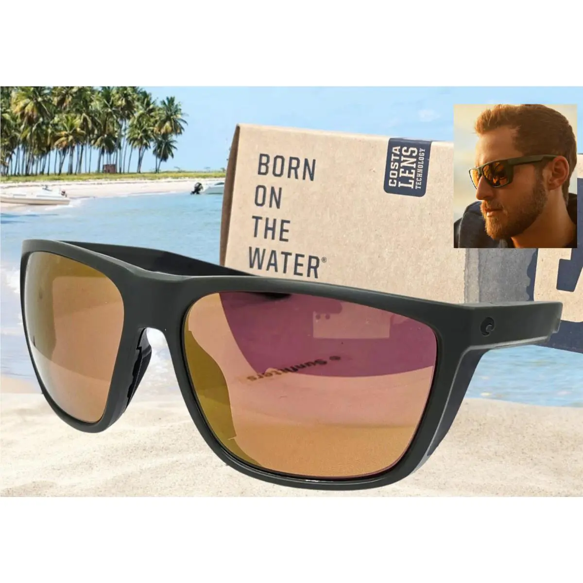 Costa Del Mar Matte Olive/gold Mirror Ferg XL Polarized 580G Sunglasses