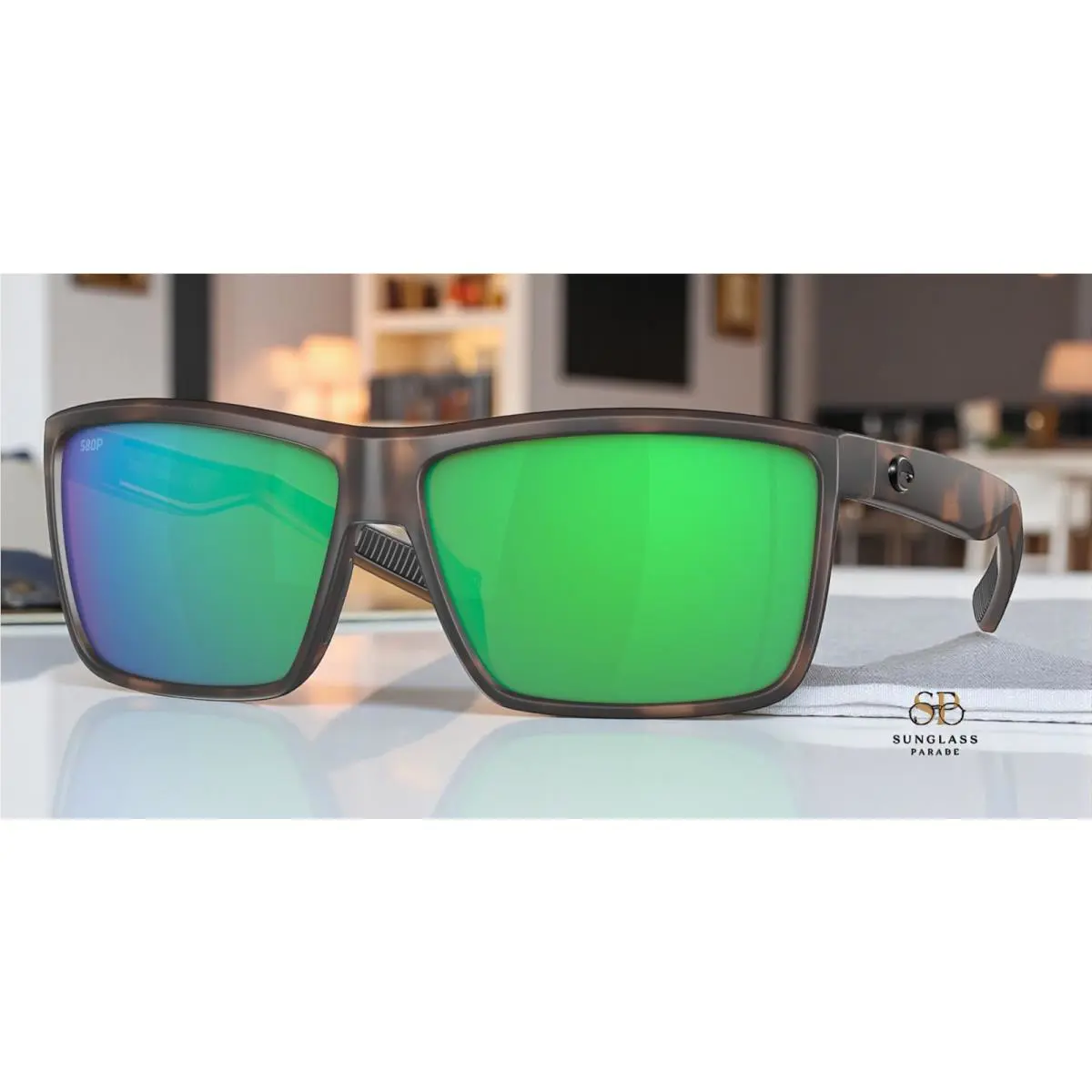 Costa Del Mar 6S9016 11 Rinconcito Mt Tortoise Green Mir 60 mm Men`s Sunglasses - Frame: Matte Tortoise, Lens: Green Mirror