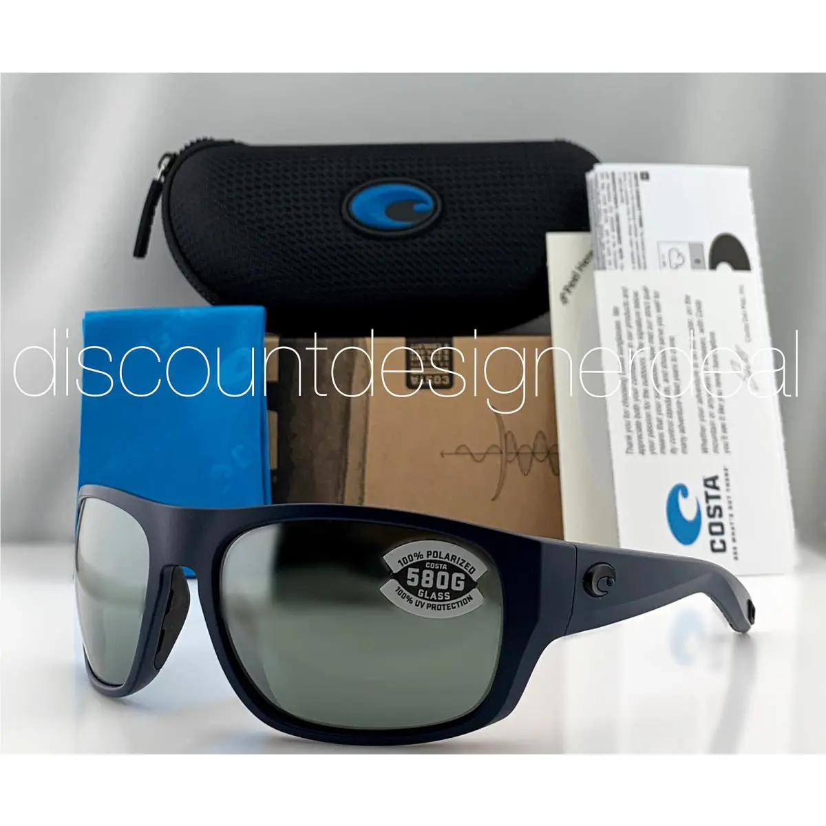 Costa Del Mar Tico Sunglasses Blue Matte Silver Mirror Polarized 580G Lens