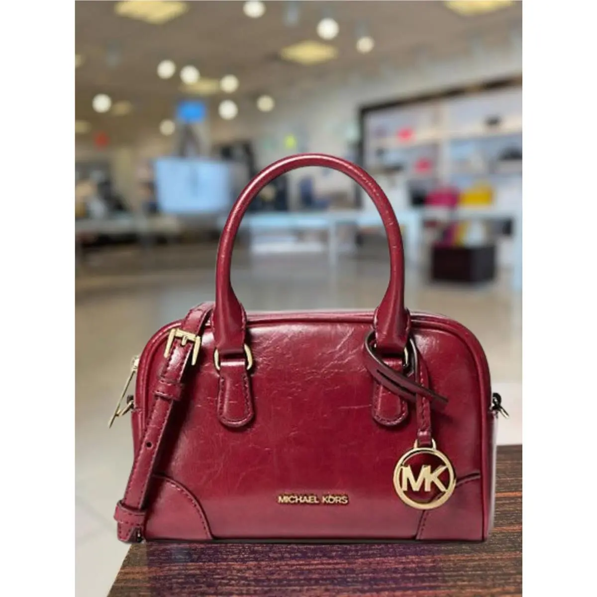 Michael Kors Thompson Extra-small Distressed Convertible Satchel Bag Cherry
