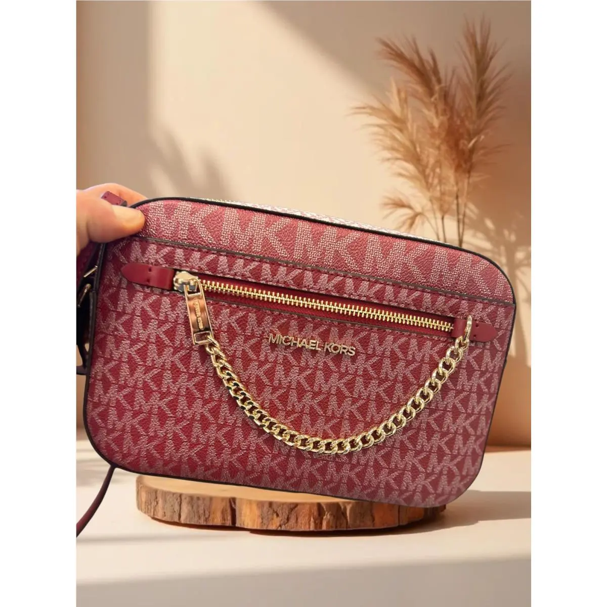 Michael Kors Women Large Crossbody Handbag Purse Shoulder Bag Cherry Messenger