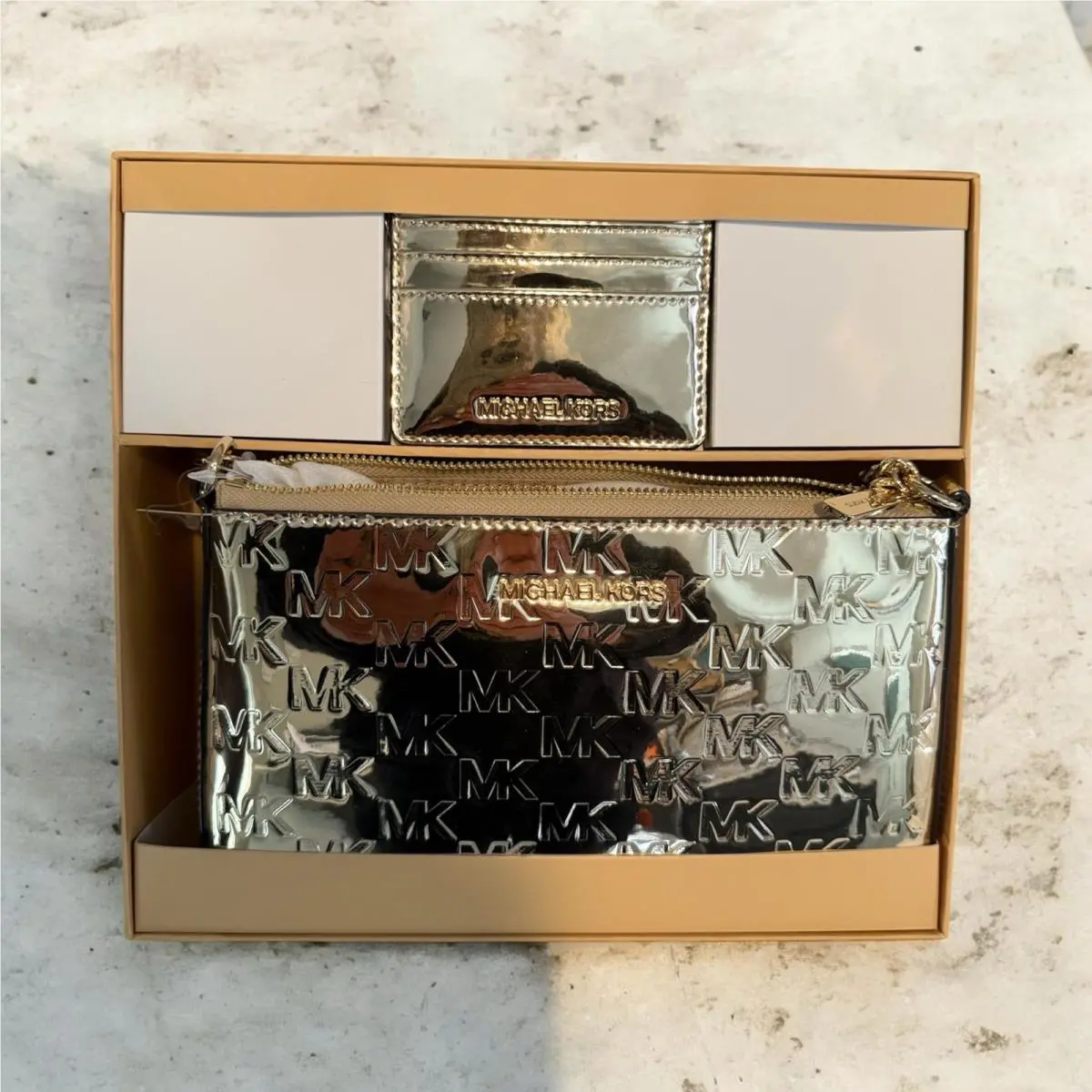 Michael Kors Med Crossbody Pale Gold Purse Wallet