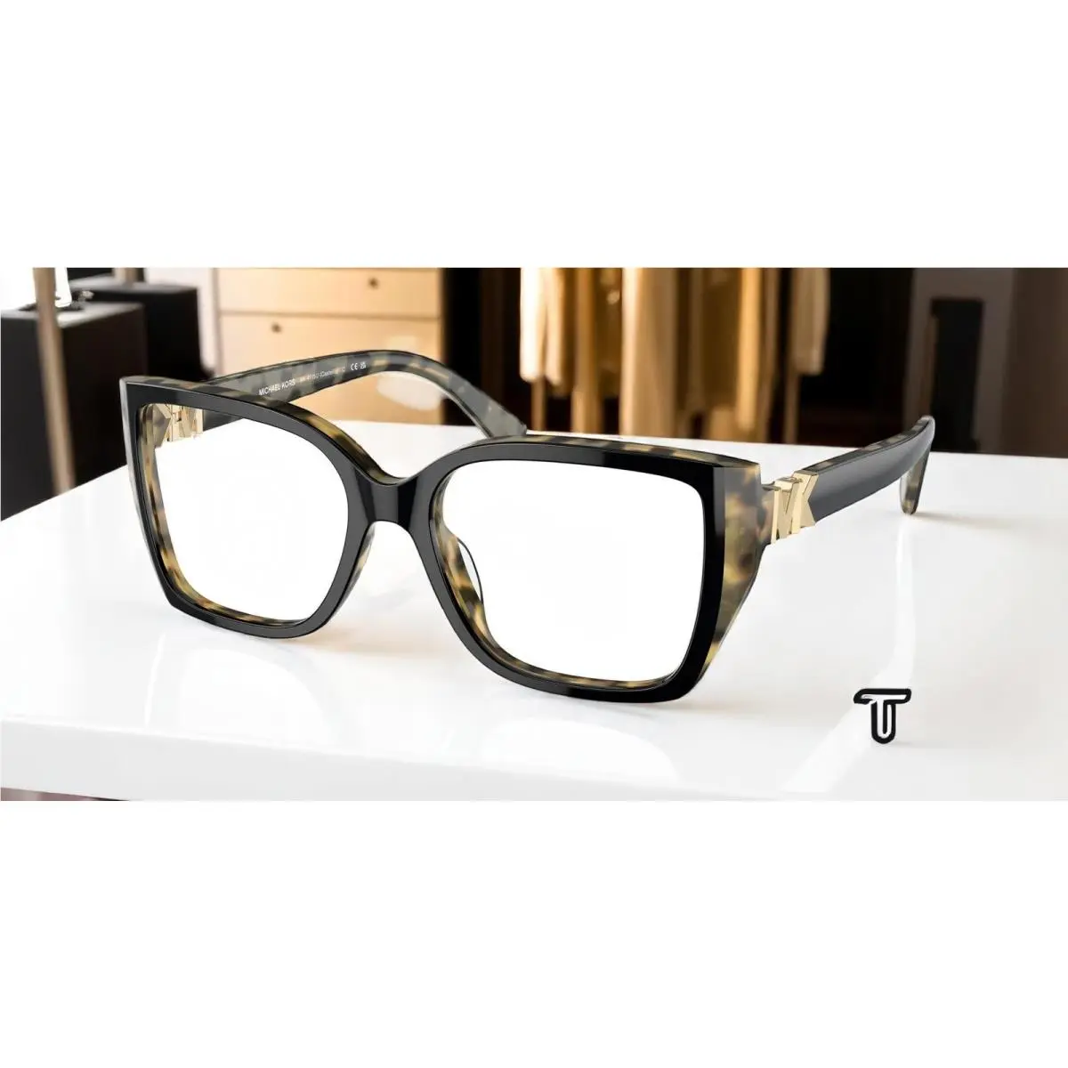 Michael Kors MK4115U 3950 Black Amber Tortoise Demo Lens 52mm Women`s Eyeglasses