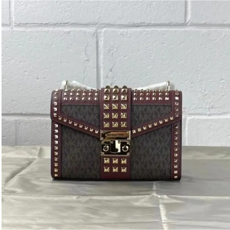 Michael Kors Rose 35F1GX0L2B Medium Flap Shldr Messenger Bag In Merlot