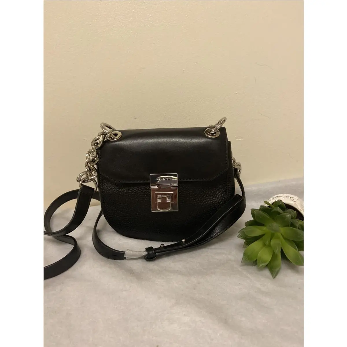Michael Kors Cecelia Mini Saddle Bag Crossbody Black