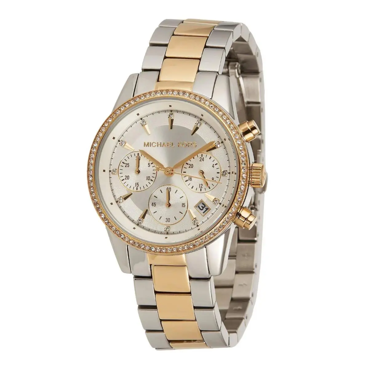 Michael Kors Ritz Chronograph Crystals Gold 37mm Womens Watch MK6474