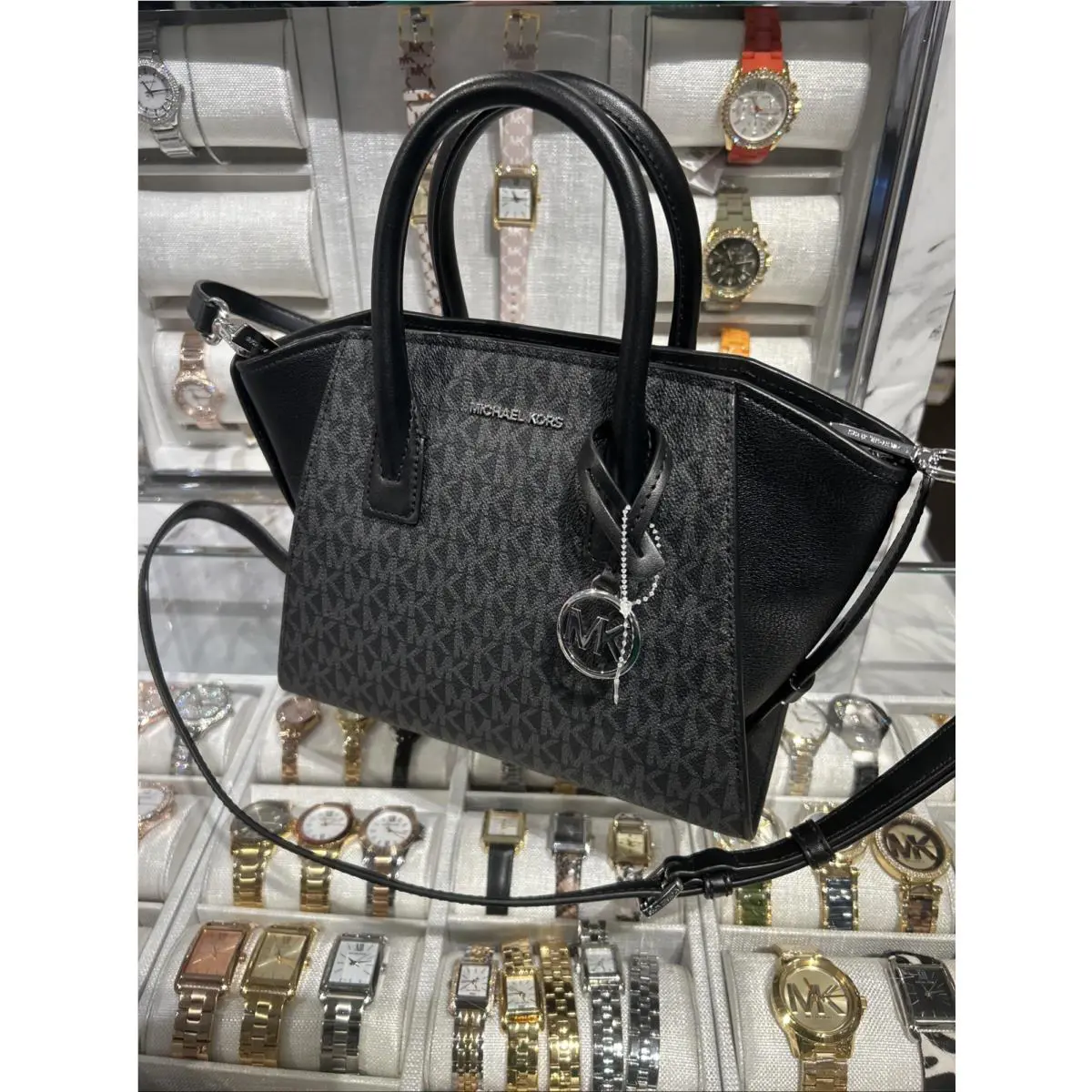 Michael Kors Small Crossbody Satchel Shoulder Bag Purse Black Handbag Messenger