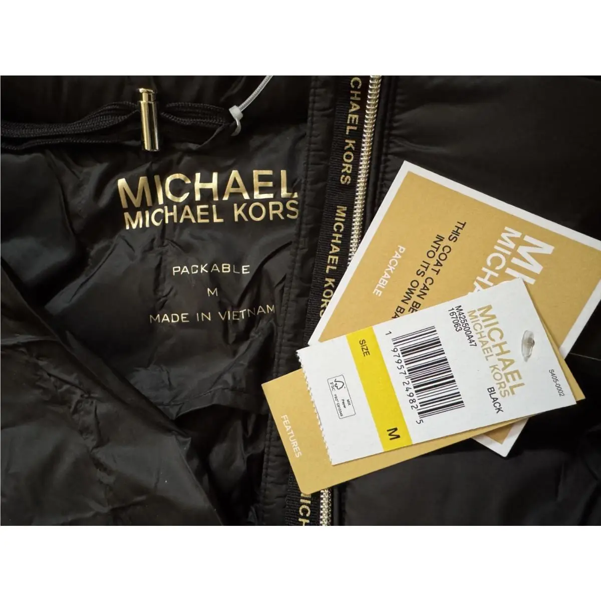 Michael Kors Removable Hood Packable Coat Jacket with Own Bag Sz M