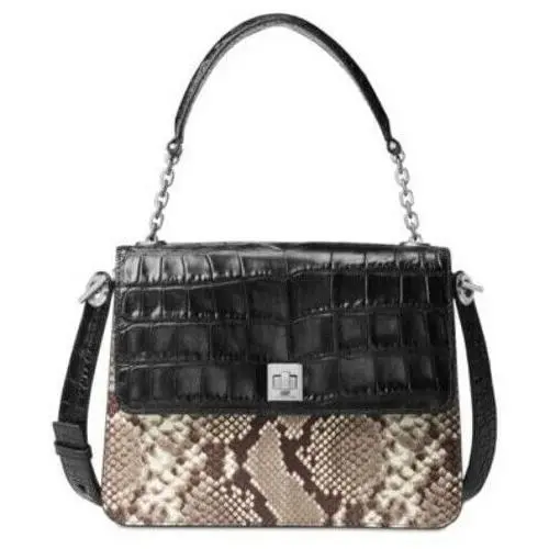 Michael Kors Satchel Natalie Crossbody Embossed Python Croc Leather Top Handle