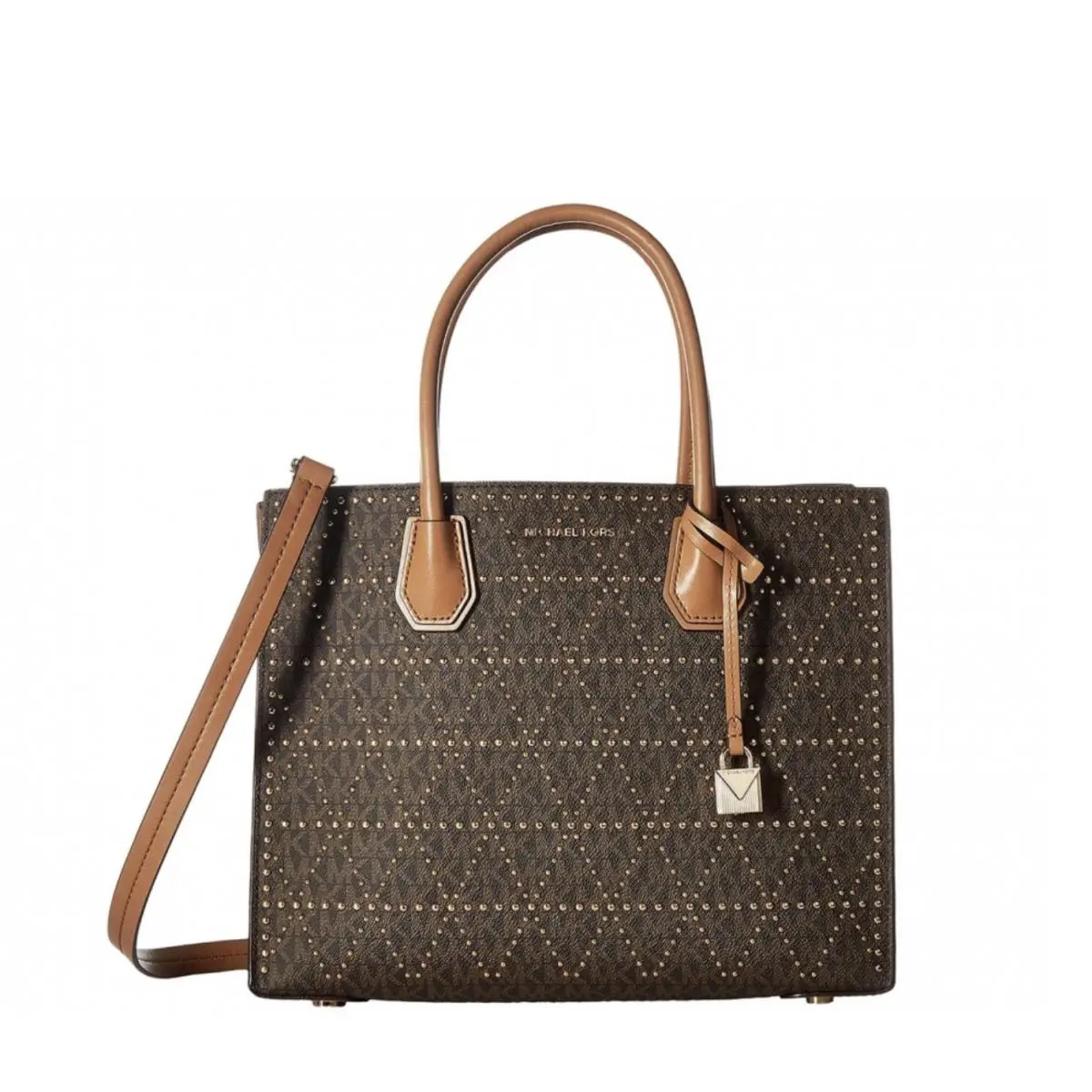 Michael Kors Mercer Stud and Grommet Studio Large Tote Brown
