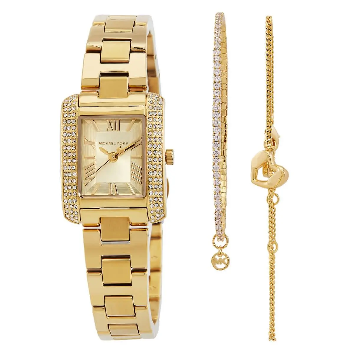 Michael Kors Emery Quartz Gold Dial Ladies Watch and Bracelets Gift Set