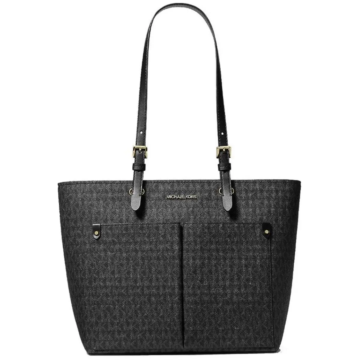 Michael Kors Jet Sest Travel Medium Double Pocket Tote Non-leather Vegan Black