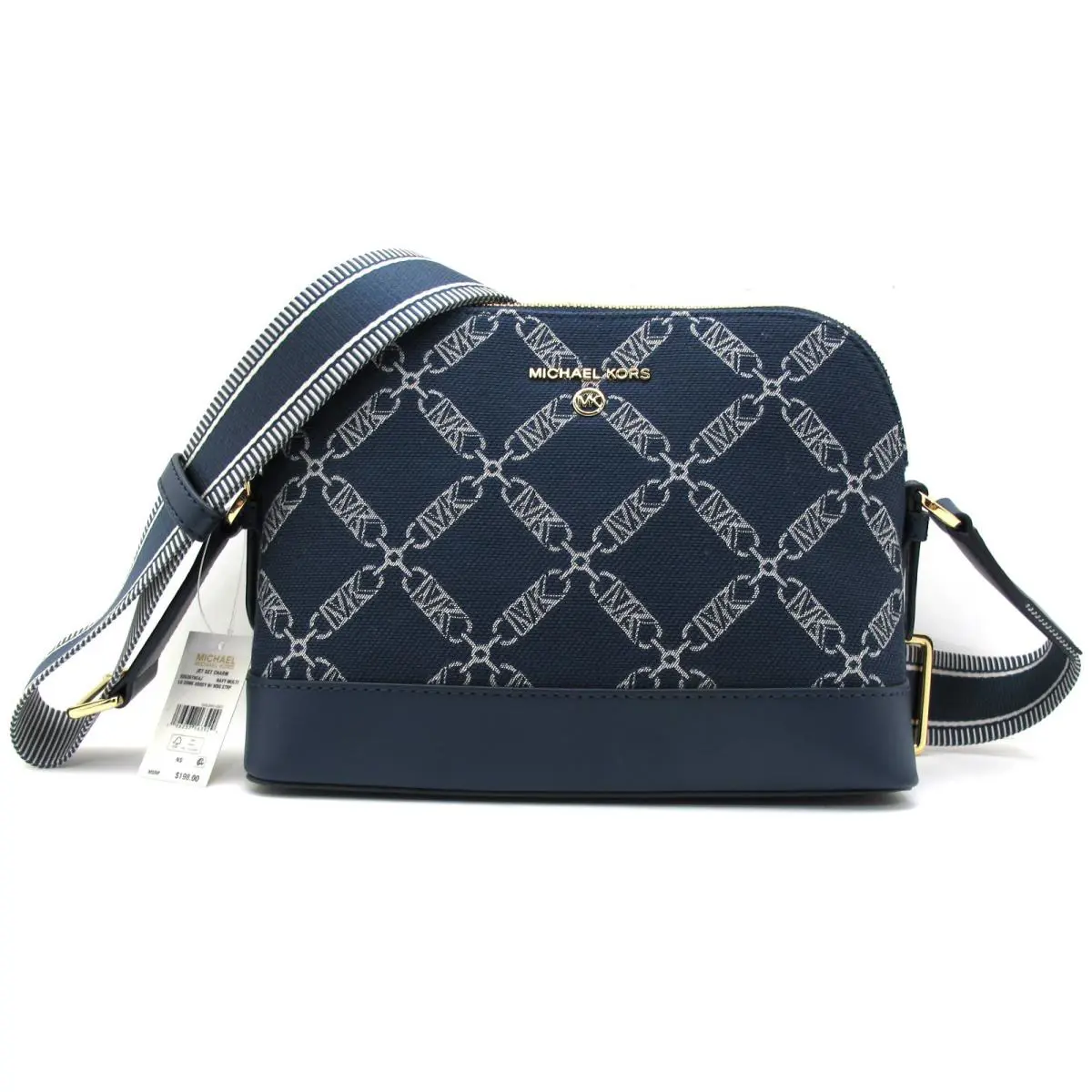 Michael Kors Jet Set Charm LG Shoulder Strap Dome Crossbody Bag Navy Multi