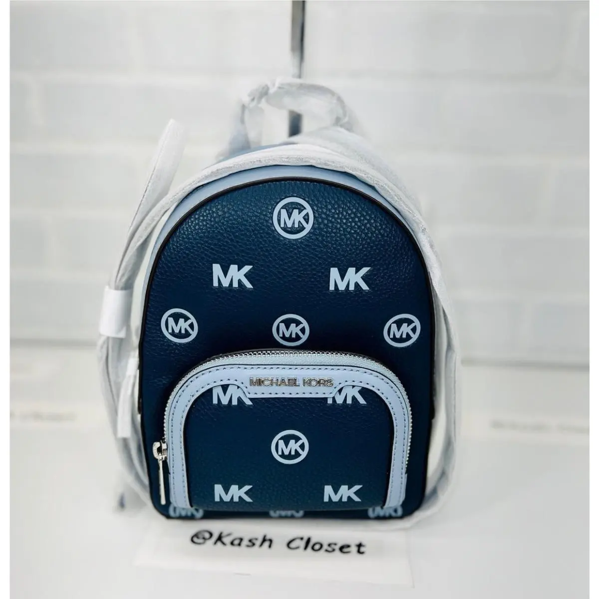 Michael Kors Backpack Jaycee Extra-small Logo Debossed Convertible Navy Multi