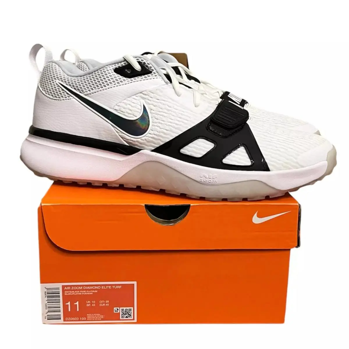Nike Air Zoom Diamond Elite Turf Sizes 6-13 Men`s Baseball Shoes DZ0503-103 Nby - White
