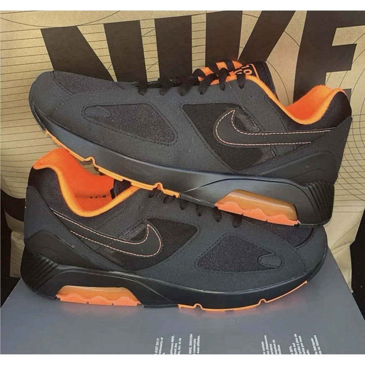 Nike Air 180 `black Hyper Crimson` Orange Nby FJ9259-002 Men`s Size 10