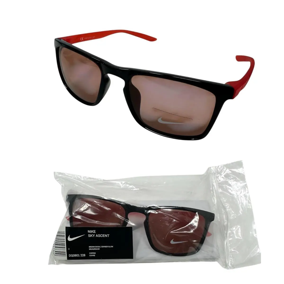 Nike Mens Sunglasses Sky Ascent Copper Lens Brown Basalt Plastic Frame
