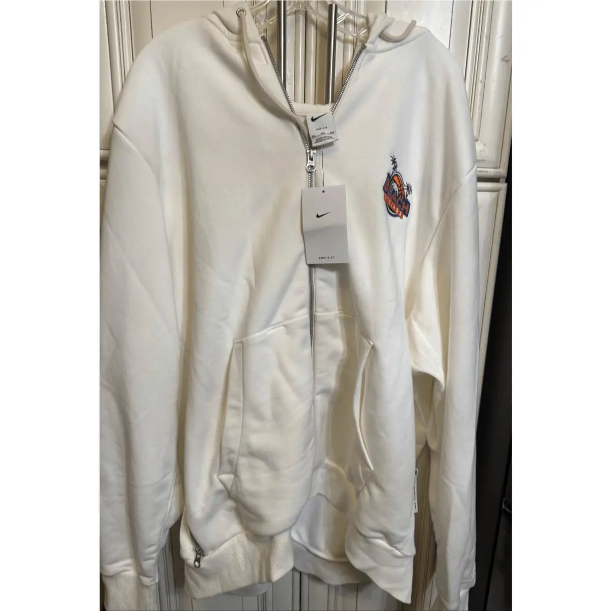 Nike Men`s Dri-fit Full Zip Beach Vikings Hoodie Cream Xxl