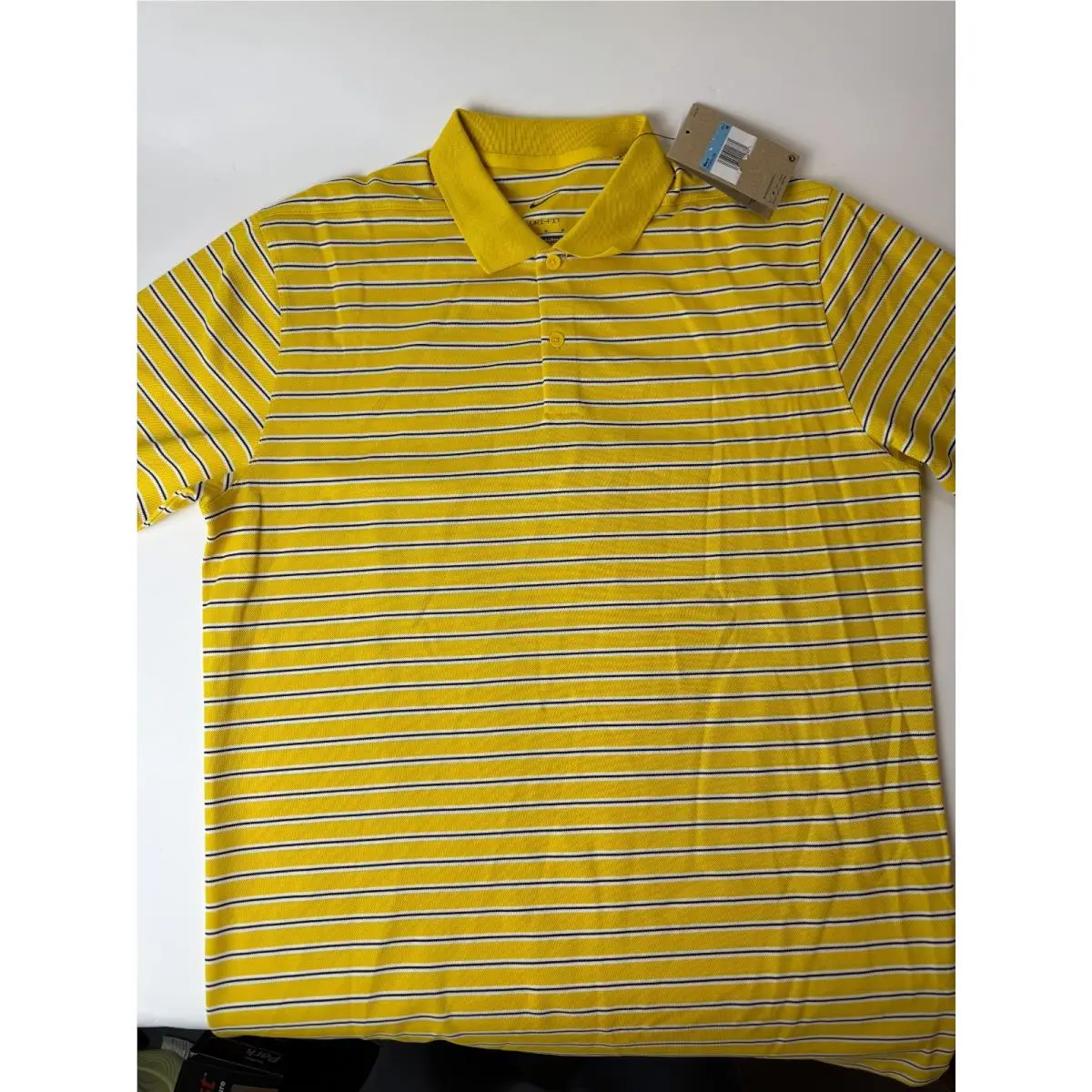 Nike Dri-fit Victory Yellow Stripe Golf Polo Size Medium