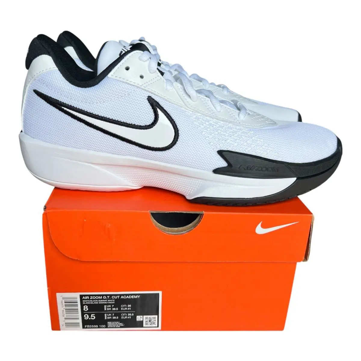 Nike Air Zoom GT Cut Academy Size 8 Men`s Shoes White/black FB2599-100 Nby - White