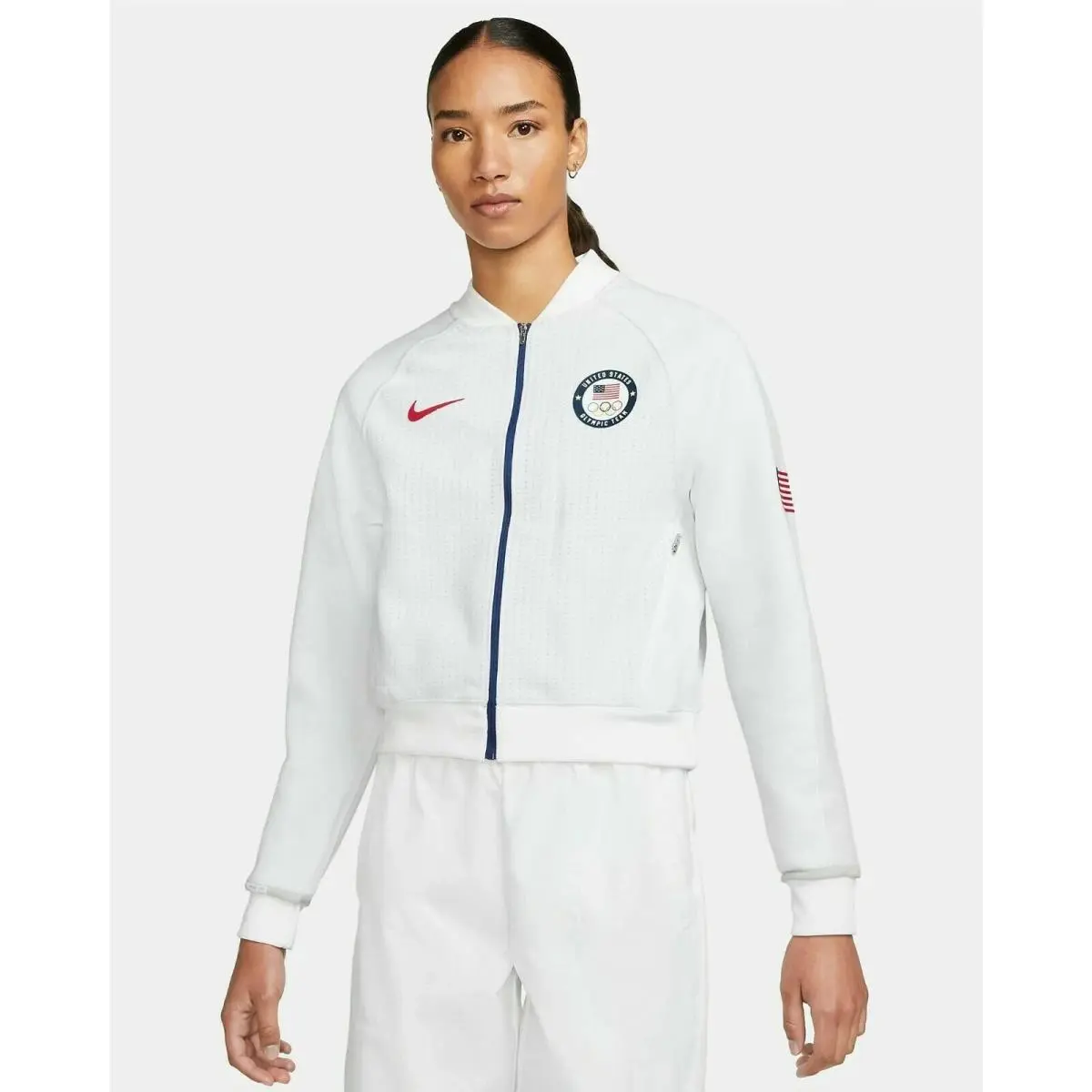 Nike Full Zip Team Usa Olympic Jacket Hoodie Womens L CK4626 100 White