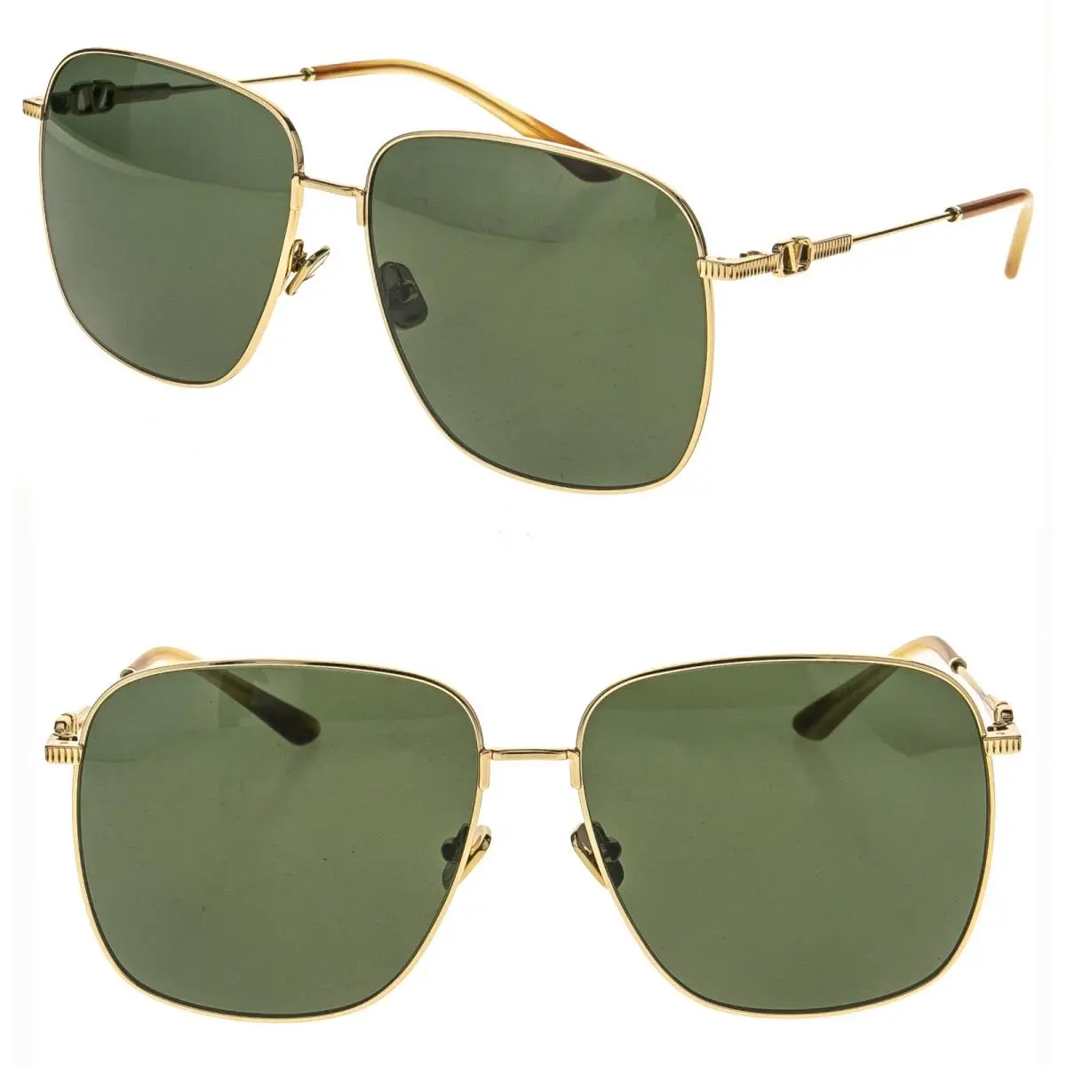 Valentino 171 V Logo VLS171 Gold Titanium Green Oversized Vls 171A Sunglasses