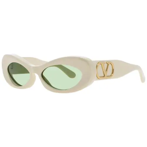 Valentino VLS-178B Sunglasses Sun Glasses 178B Ivory 57mm - Frame: IVORY / GOLD, Lens: GREEN