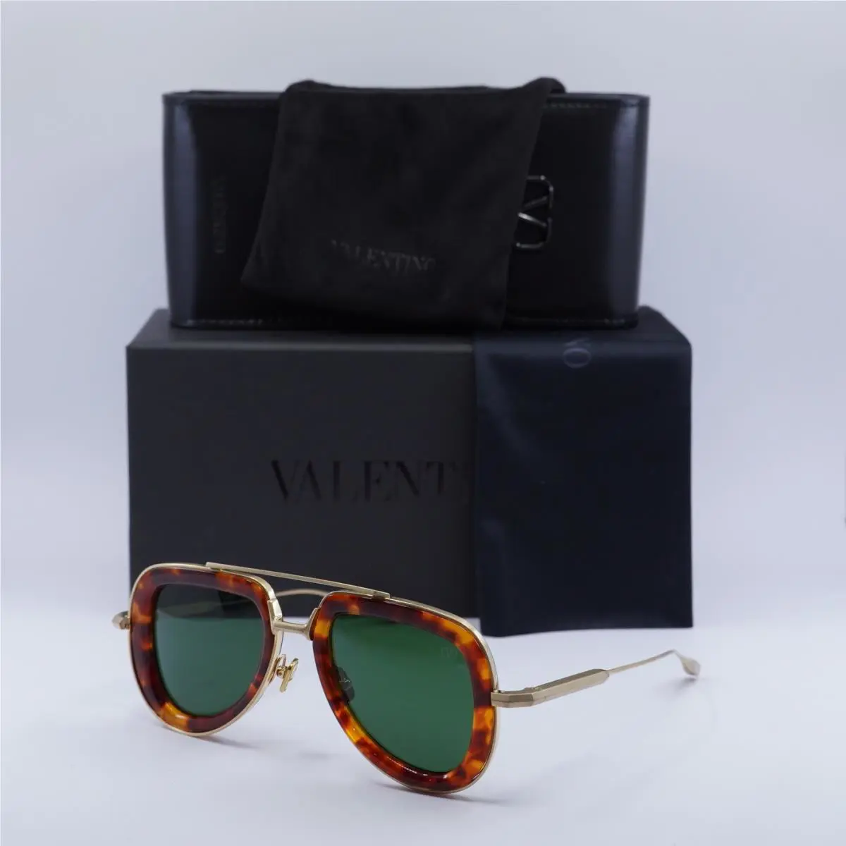 Valentino V-lstory VLS-129C Honey Havana/gold/green 50-21-140 Sunglasses