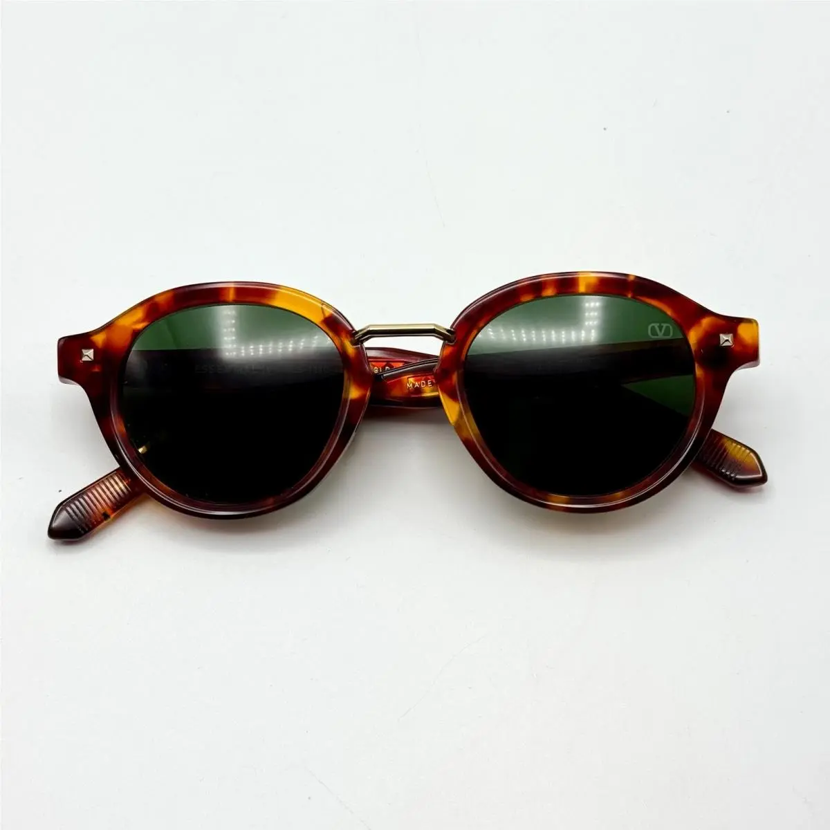 Valentino Sunglasses V-essential IV VLS-132C Tortoise Round Frame Green Lens