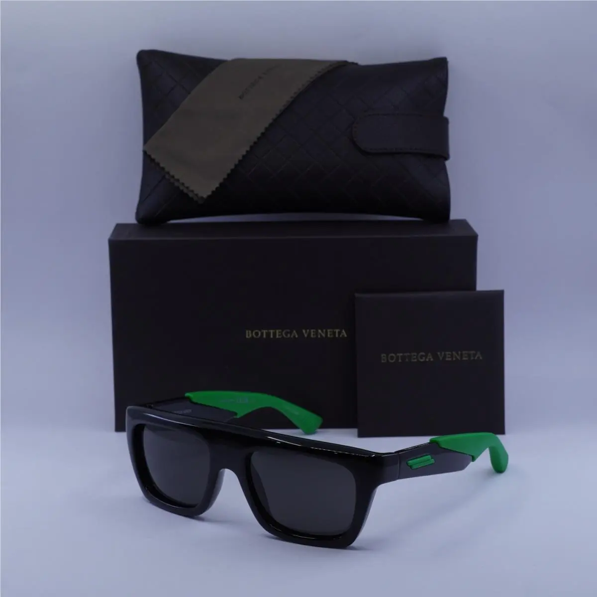 Bottega Veneta BV1232S 001 Black/green/grey 54-19-135 Sunglasses