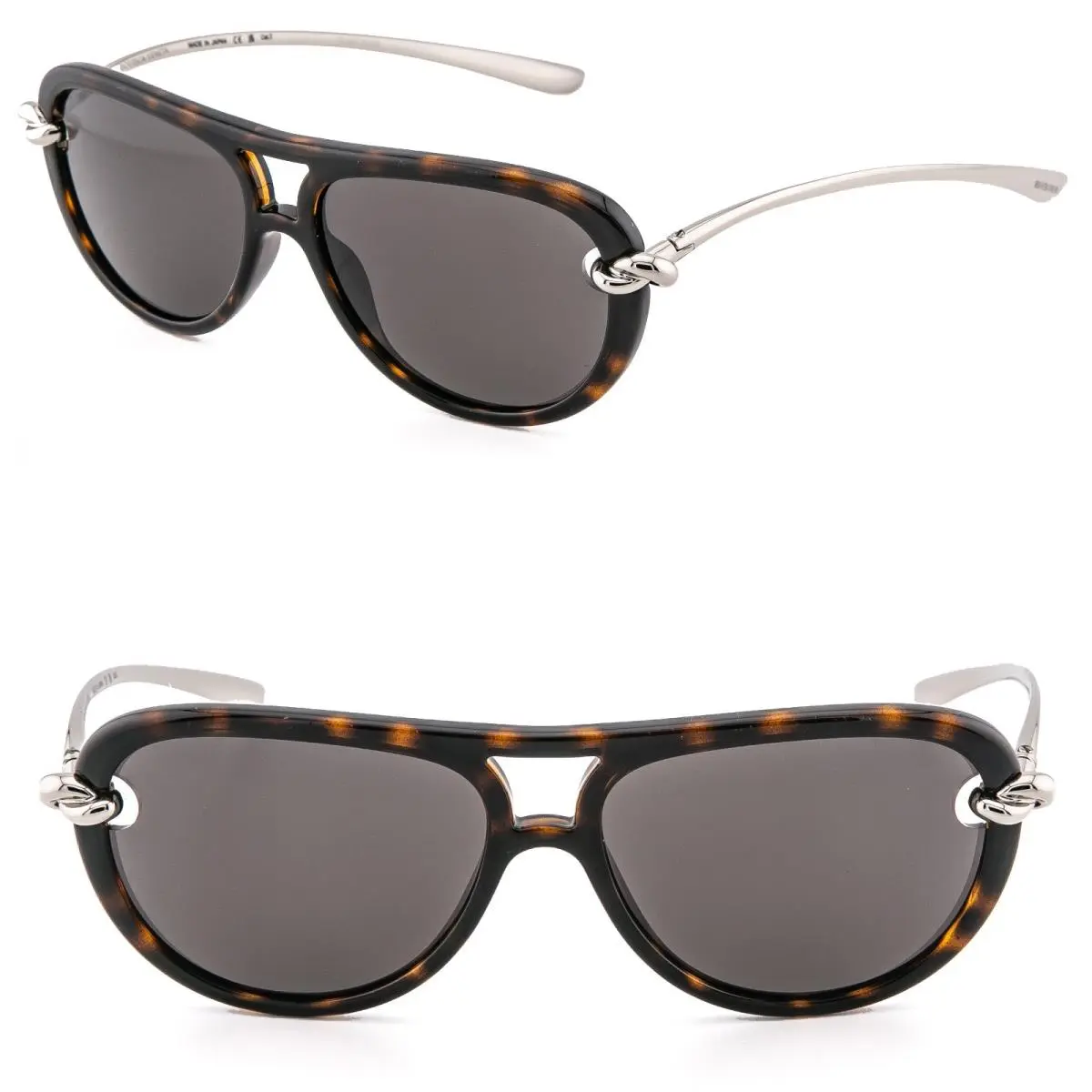1418 Knot Pilot BV1418S Silver Brown Havana Unisex Sunglass 002 by Bottega Veneta